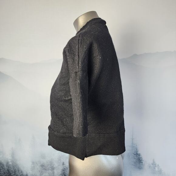 Anthropologie Merino Wool Black Cropped Crew Neck Sweater | Women's XSmall - Picture 4 of 14
